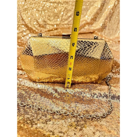 I.N.C. Copper Rose Gold Silver Colored Geometric Textured Clutch Evening Bag - Picture 7 of 7
